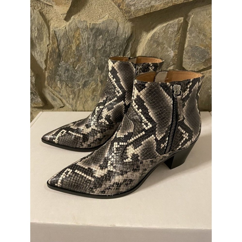 Italian Leather Python Snakeskin Ankle Boots Side… - image 7